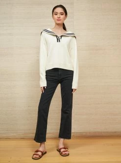 LLC21708_CREAM/NAVY Colette Sweater Knitwear