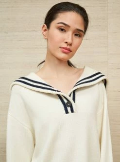 LLC21708_CREAM/NAVY Colette Sweater Knitwear
