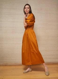 LLC13127_BURNT ORANGE Daisy Dress