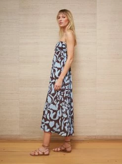 LLC13384_CHOCOLATE/PALE BLUE Dresses Eliza Dress