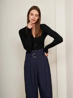 LLC21365_BLACK Knitwear Fine Line Cardigan