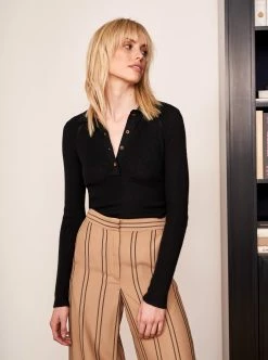 LLC21472_BLACK Fine Line Polo Sweater Knitwear 12 LLC21472_BLACK Fine Line Polo Sweater Knitwear