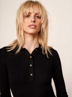 LLC21472_BLACK Fine Line Polo Sweater Knitwear 14 LLC21472_BLACK Fine Line Polo Sweater Knitwear