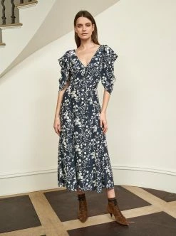 LLC13343_NAVY/CREAM Flora Dress Dresses