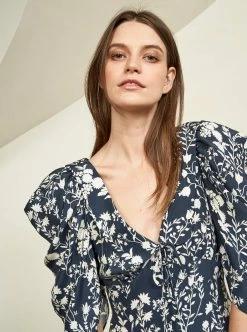 LLC13343_NAVY/CREAM Flora Dress Dresses