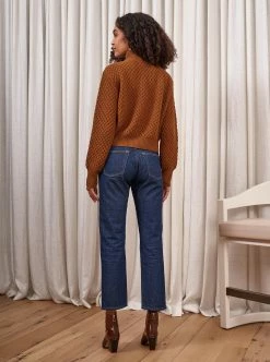 LLC21544_RUSTY BROWN Honeycomb Mini Mockneck