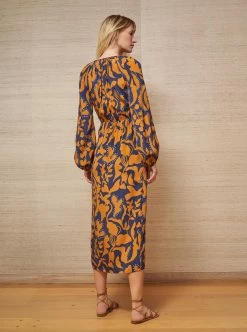 LLC13361_NAVY/COGNAC Imogen Dress