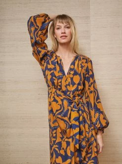 LLC13361_NAVY/COGNAC Imogen Dress