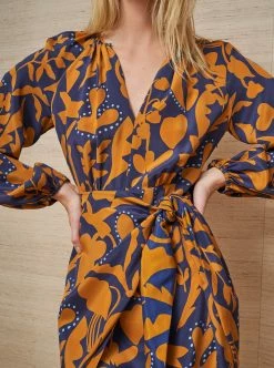 LLC13361_NAVY/COGNAC Imogen Dress