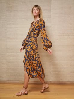 LLC13361_NAVY/COGNAC Imogen Dress