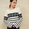 LLC21692_CREAM/NAVY Knitwear Jane Sweater
