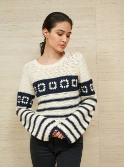 LLC21692_CREAM/NAVY Knitwear Jane Sweater