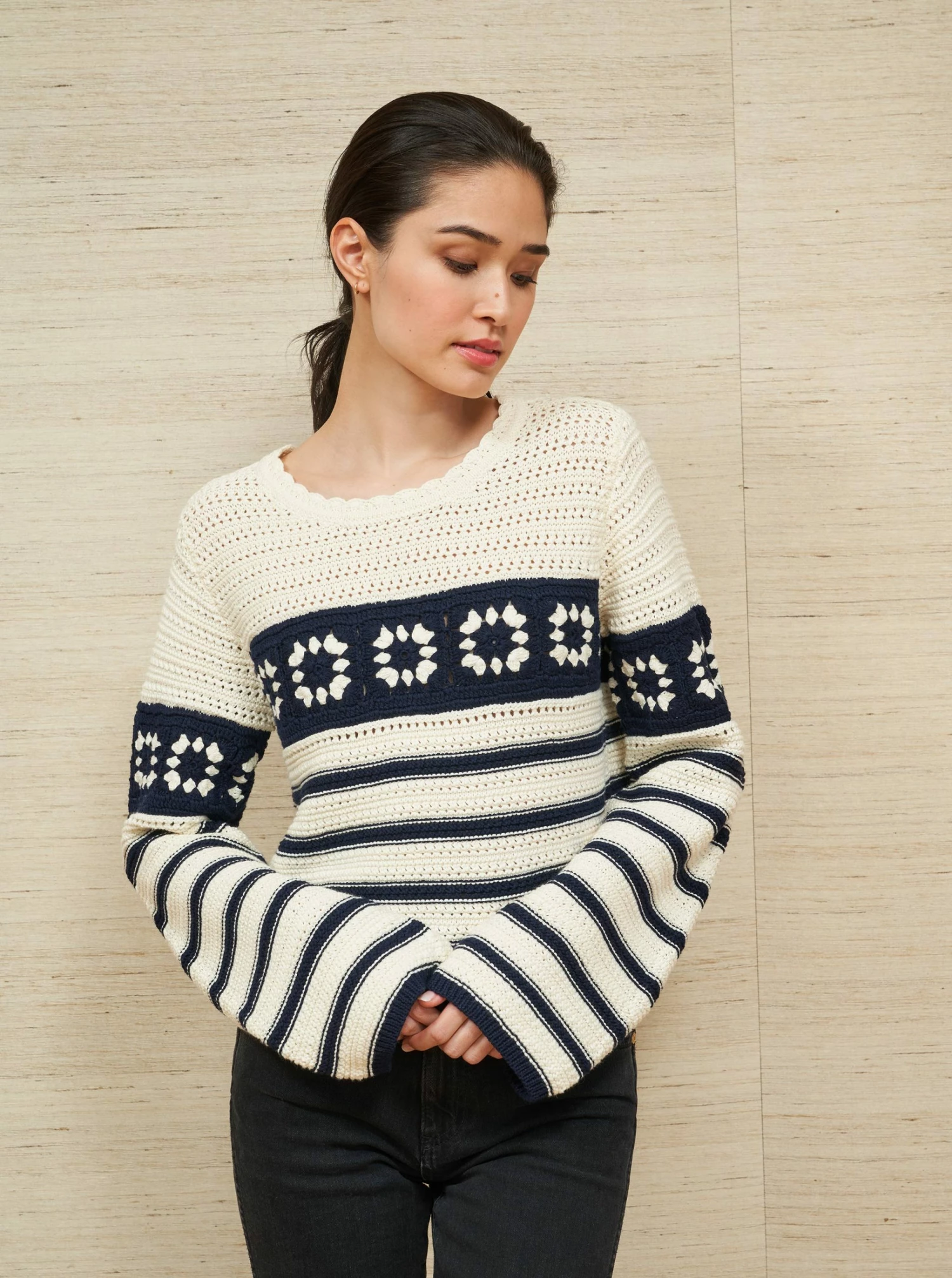 LLC21692_CREAM/NAVY Knitwear Jane Sweater 3 LLC21692_CREAM/NAVY Knitwear Jane Sweater