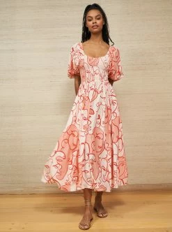 LLC13424_PALE PINK/POPPY/SALMON Lola Dress