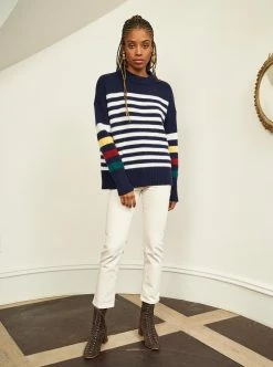 LLC21224_NAVY/CREAM/HUNTER/BURGUNDY/YELLOW Monogram Marin Sweater