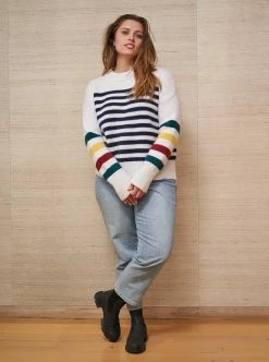 LLC21224_CREAM/NAVY/RAINBOW Marin Sweater Monogram