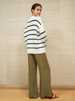LLC21707_CREAM/NAVY Marina Cardigan Knitwear
