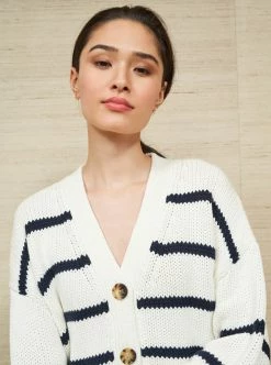 LLC21707_CREAM/NAVY Marina Cardigan Knitwear