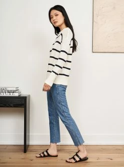 LLC21524_ CREAM/NAVY Monogram Marina Sweater