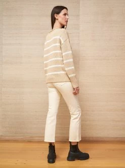 LLC21524_CAMEL/CREAM Marina Sweater
