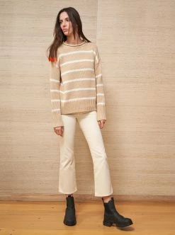 LLC21524_CAMEL/CREAM Marina Sweater
