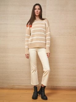 LLC21524_CAMEL/CREAM Marina Sweater
