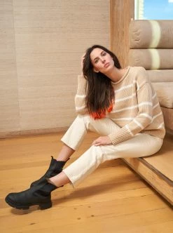 LLC21524_CAMEL/CREAM Marina Sweater