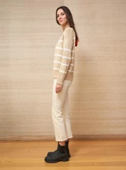 LLC21524_CAMEL/CREAM Marina Sweater