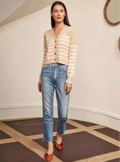 LLC21243_MELANGE CAMEL/CREAM Monogram Mini Marin Cardigan