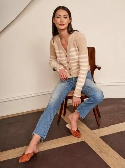 LLC21243_MELANGE CAMEL/CREAM Monogram Mini Marin Cardigan