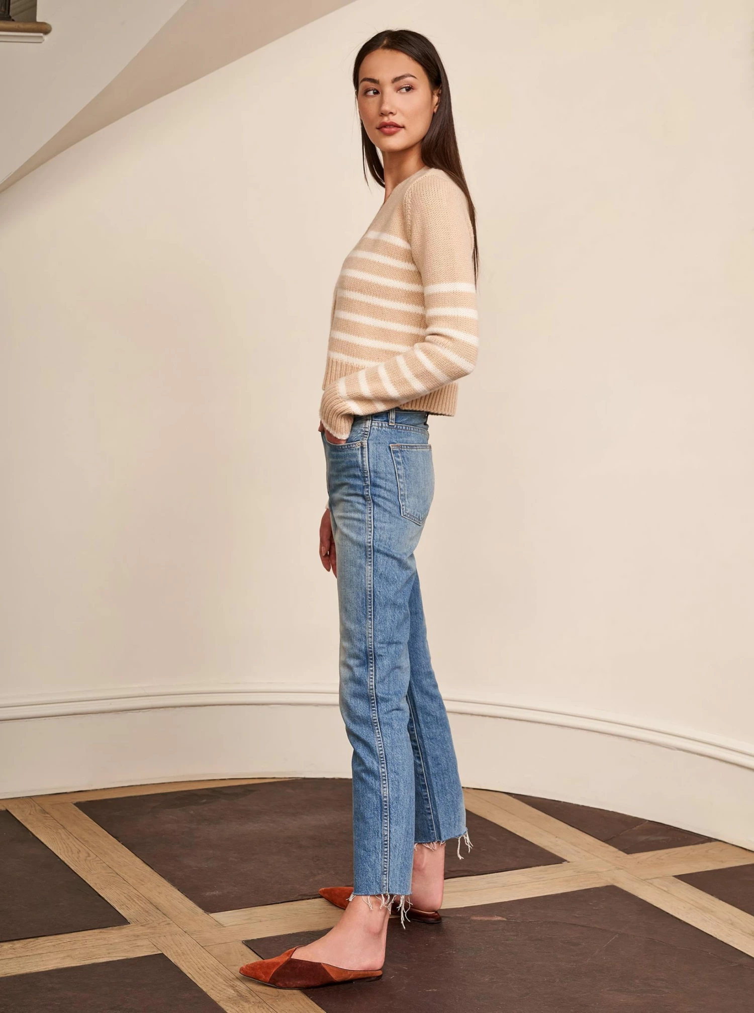 LLC21243_MELANGE CAMEL/CREAM Monogram Mini Marin Cardigan 8 LLC21243_MELANGE CAMEL/CREAM Monogram Mini Marin Cardigan