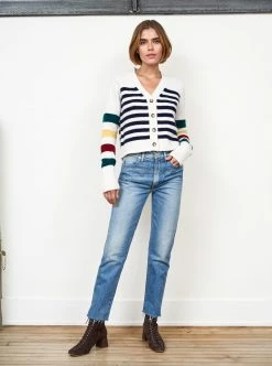 LLC21629_CREAM/NAVY/HUNTER/BURGUNDY/YELLOW Mini Marin Cardigan Monogram