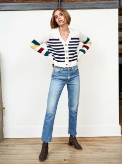 LLC21629_CREAM/NAVY/HUNTER/BURGUNDY/YELLOW Mini Marin Cardigan Monogram