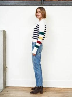 LLC21629_CREAM/NAVY/HUNTER/BURGUNDY/YELLOW Mini Marin Cardigan Monogram