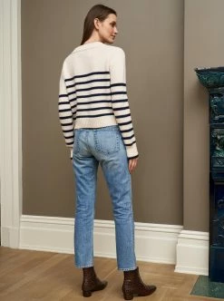 LLC21123_CREAM/NAVY Mini Marin Sweater Monogram