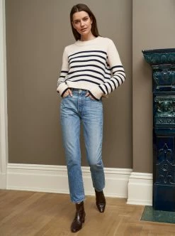 LLC21123_CREAM/NAVY Mini Marin Sweater Monogram