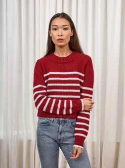 LLC21123_BURGUNDY/LIGHT BLUE Mini Marin Sweater