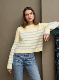 LLC21123_BUTTER/LIGHT BLUE Monogram Mini Marin Sweater