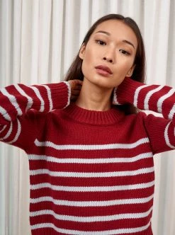 LLC21123_BURGUNDY/LIGHT BLUE Mini Marin Sweater