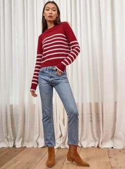 LLC21123_BURGUNDY/LIGHT BLUE Mini Marin Sweater