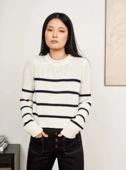 LLC21618_CREAM/NAVY Monogram Mini Marina Sweater