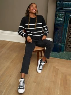 LLC21618_BLACK / CREAM Mini Marina Sweater