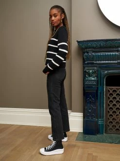 LLC21618_BLACK / CREAM Mini Marina Sweater