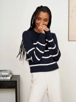 LLC21618_NAVY/CREAM Mini Marina Sweater