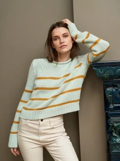 LLC21618_SEAFOAM / GOLD Monogram Mini Marina Sweater