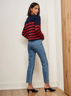 LLC21380_NAVY/ORANGEY RED Mini Striped Toujours Sweater Monogram 11 LLC21380_NAVY/ORANGEY RED Mini Striped Toujours Sweater Monogram