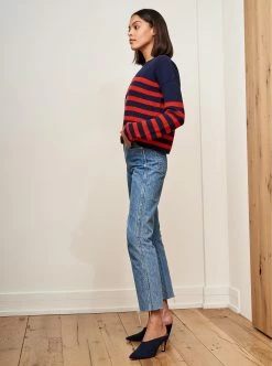 LLC21380_NAVY/ORANGEY RED Mini Striped Toujours Sweater Monogram 13 LLC21380_NAVY/ORANGEY RED Mini Striped Toujours Sweater Monogram