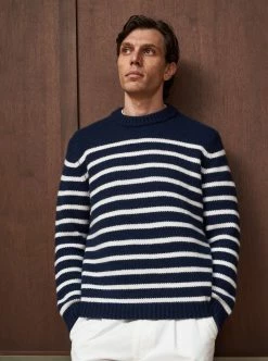 LLM21006 _NAVY/CREAM Mr. Marin Knitwear