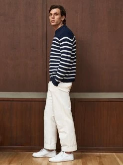 LLM21006 _NAVY/CREAM Mr. Marin Knitwear
