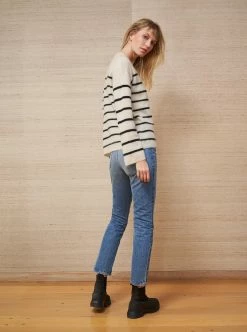 LLC21617_CREAM/BLACK Knitwear Nirvana Sweater